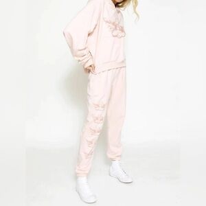 BOYS LIE BUBBLEGUM Pink Cream REVOLVE BROKEN RECORD V2 Jogger SWEATPANTS Sz S